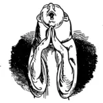 Bald caricature man praying vector clip art